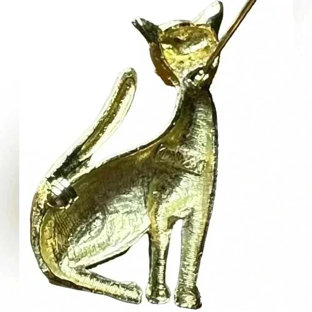 Cat with Green Eyes - Gold Tone 2”